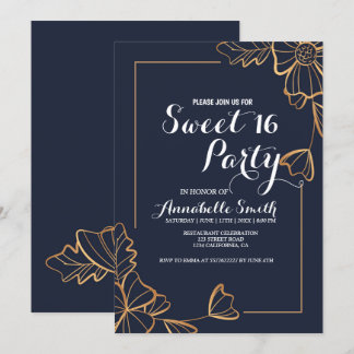 Navy und goldblütig 16 einladung