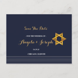 Navy und Golden Star von David Save the Date Postkarte