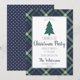 Navy und Green Tartan Kariert, Weihnachts-Party Einladung