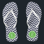 Navy und Green Zickzack Monogram Flip Flops<br><div class="desc">Maßgeschneiderte,  bedruckte Flop-Sandalen mit einem stilvollen,  modernen Zickzack Muster und einem eigenen Monogramm oder einem anderen Text in einem Kreisrahmen. Klicken Sie auf Anpassen,  um Schriftart und Farben zu ändern oder eigene Bilder hinzuzufügen,  um ein einzigartiges Design zu erstellen!</div>
