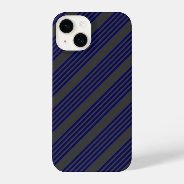 Navy und Holzkohle fünf Streifen Muster iPhone 14 Hülle (Rückseite)