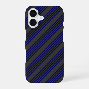 Navy und Holzkohle fünf Streifen Muster iPhone 16 Hülle