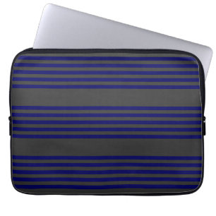 Navy und Holzkohle fünf Streifen Muster Laptopschutzhülle