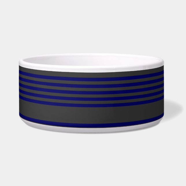 Navy und Holzkohle fünf Streifen Muster Napf (Vorderseite)