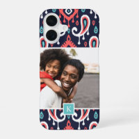 Navy und Koralle Ikat Paisley Benutzerdefiniertes