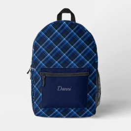 Navy und Light Blue Kariert Bedruckter Rucksack