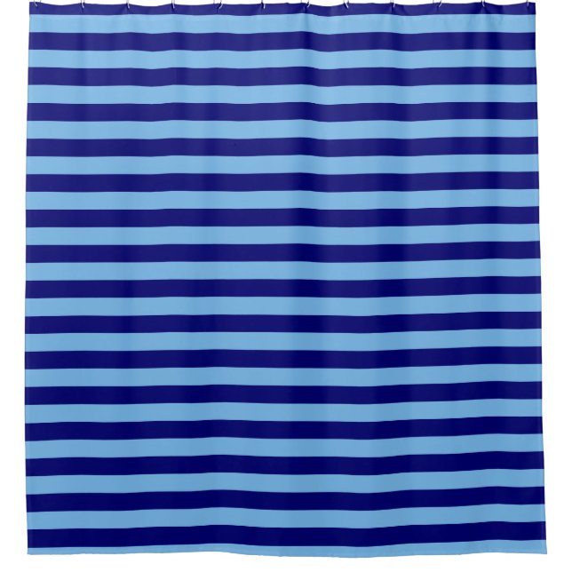 Navy und Light Blue Stripes Duschvorhang (Vorderseite)