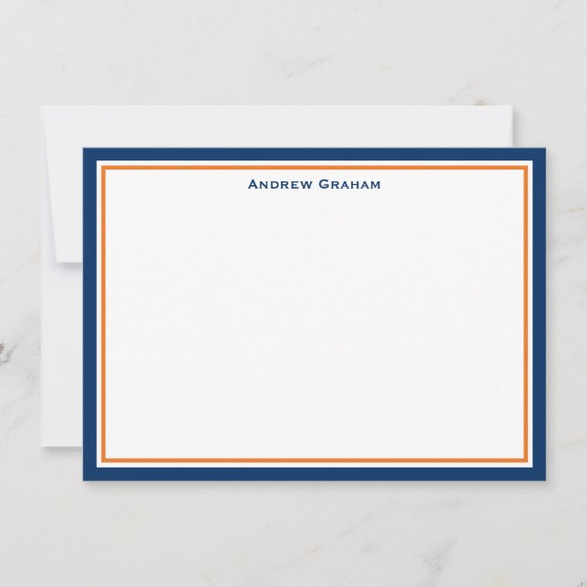 Navy- und Orange-Border-Karte Mitteilungskarte (Vorderseite)