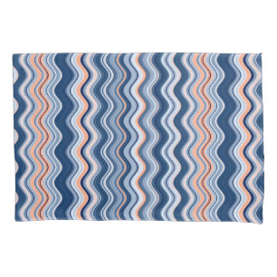 Navy und Orange Wavy Stripes Kissenbezug