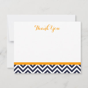 Navy und Orange Zickzack Dankeschön Note Card Einladung