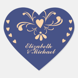 Navy und Peach Heart Sticker
