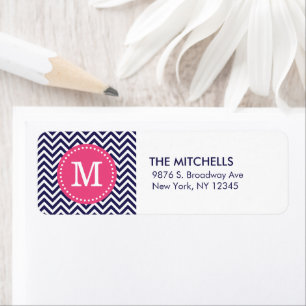 Navy und Pink Moderne Zickzack Monogramm