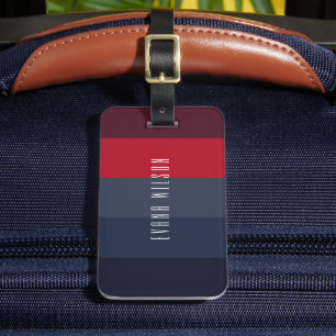 Navy und Red Minimal Color Block Stripes Gepäckanhänger