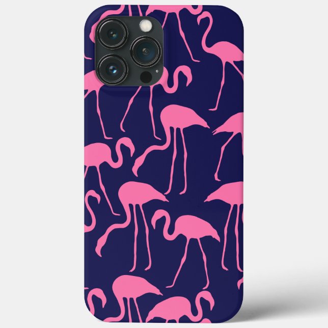 Navy und rosa Flamingo Muster Case-Mate iPhone Hülle (Rückseite)