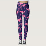 Navy und rosa Flamingo Muster Leggings<br><div class="desc">Helle und farbenfrohe Flamingos Muster Sommerdesign.</div>
