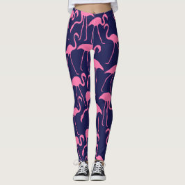 Navy und rosa Flamingo Muster Leggings