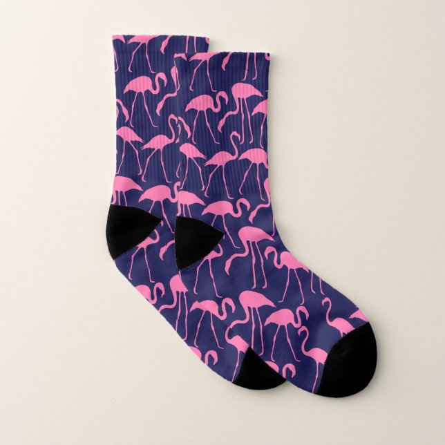 Navy und rosa Flamingos Muster Socken (Paar)