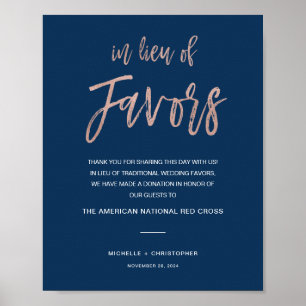 Navy- und Roségold-Hochzeit Anstelle von Gästegesc Poster