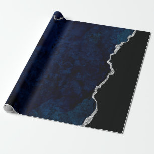 Navy und Silber Achat Geschenkpapier