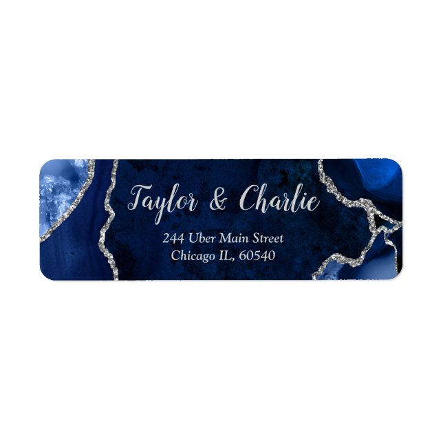 Navy und Silber Achat-Marmor-Hochzeit (Vorne)