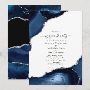 Navy und Silver Agate Engagement Party Einladung