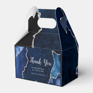 Navy und Silver Agate Wedding Vielen Dank Geschenkschachtel