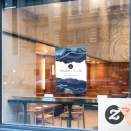 Navy und Silver Agate Wertvoll Stone Corporate Fensteraufkleber
