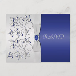 Navy und Silver R.S.V.P.-Karte Einladungspostkarte