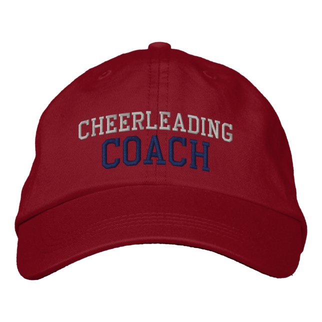 Navy und Silver Text Chefcoach Hat Bestickte Kappe (Vorderseite)