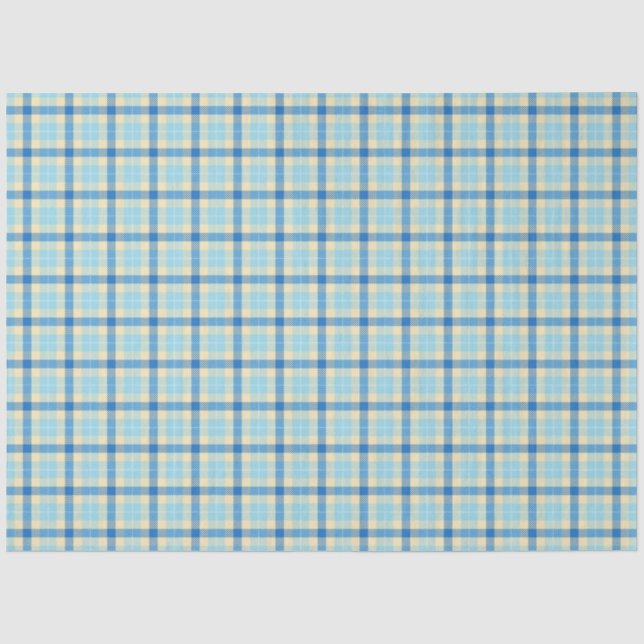 Navy und Sky Blue Tartan Kariert Seidenpapier (Vorderseite)