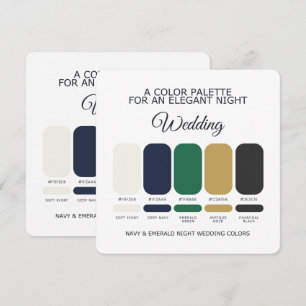 Navy und Smaragd Hochzeit Farbpalette Karte