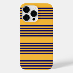Navy und sonnige gelbe fünf Streifen Muster iPhone 14 Pro Max Hülle