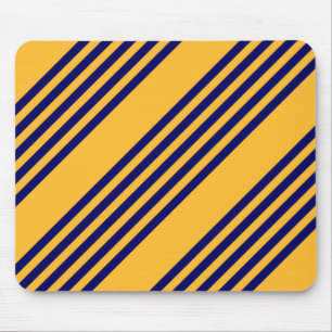 Navy und sonnige gelbe fünf Streifen Muster Mousepad