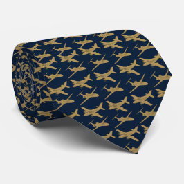 Navy und Tan Airplane Männer-Neck-Tie Krawatte