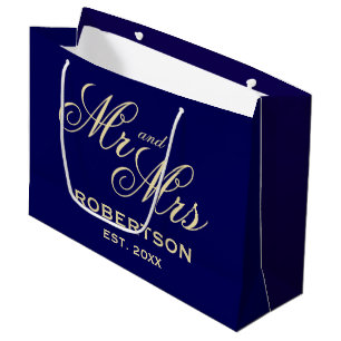 Navy und Vanille elegante Mr. und Mrs. Hochzeit Große Geschenktüte