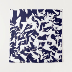 Navy- und Weiß-Farbmusterdesign mit Pflanze erstel Wandteppich