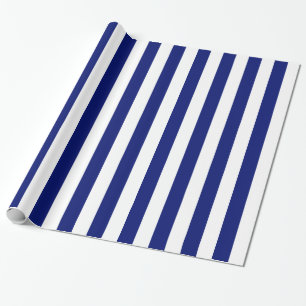 Navy und weiße fette Streifen Geschenkpapier