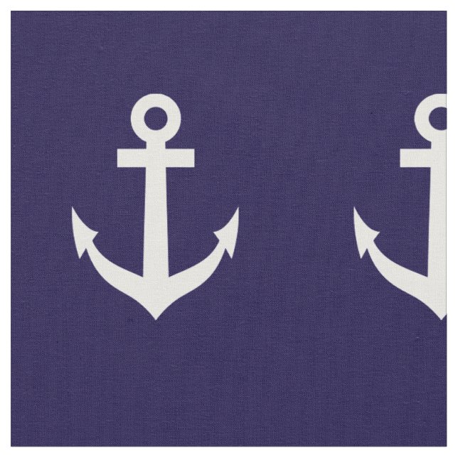 Navy und weiße nautische Ankertextilien Stoff (Nahaufnahme)