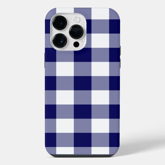 Navy- und Weißkaromuster iPhone Hülle (Rückseite)