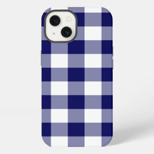 Navy- und Weißkaromuster iPhone Hülle