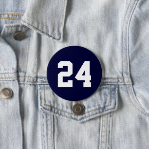 Navy und White Athlete Jersey Number Button
