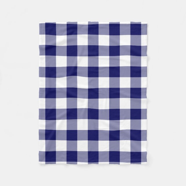 Navy und White Gingham Pattern Fleecedecke (Vorderseite)