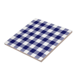 Navy und White Gingham Pattern Fliese