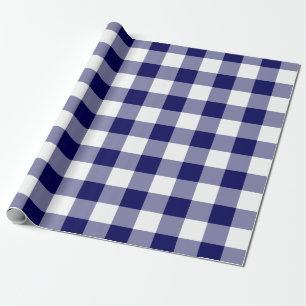 Navy und White Gingham Pattern Geschenkpapier