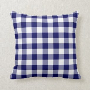 Navy und White Gingham Pattern Kissen