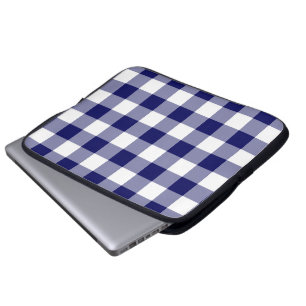 Navy und White Gingham Pattern Laptopschutzhülle