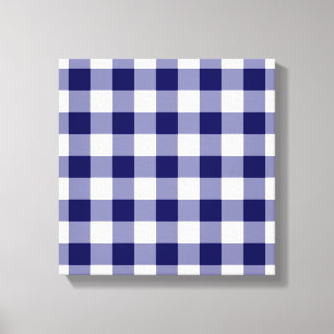 Navy und White Gingham Pattern Leinwanddruck