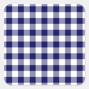Navy und White Gingham Pattern Quadratischer Aufkleber