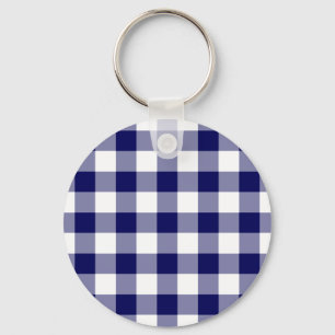 Navy und White Gingham Pattern Schlüsselanhänger