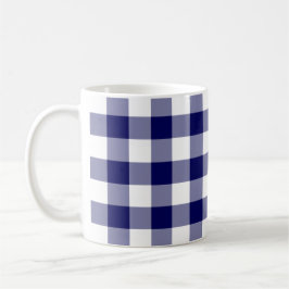 Navy und White Gingham Pattern Tasse